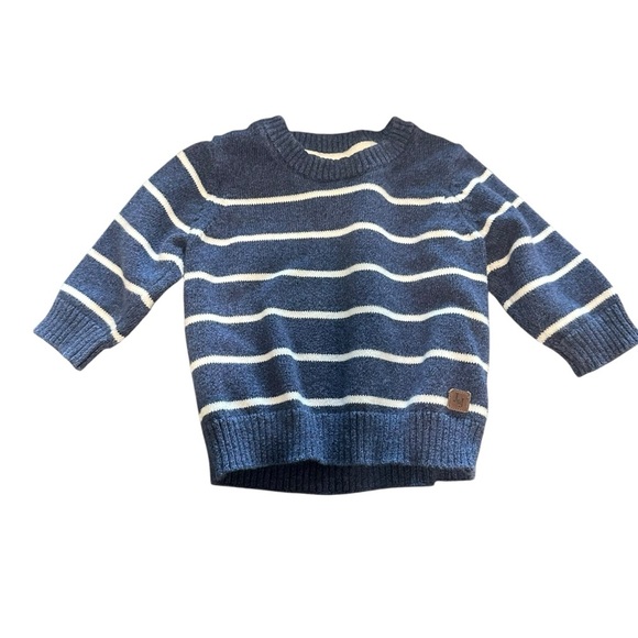 Janie and Jack Blue and White Striped Sweater - Picture 1 of 3
